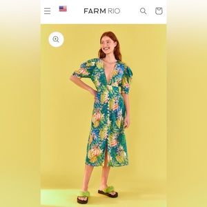 Star Fruit Puff Sleeve Midi Dress